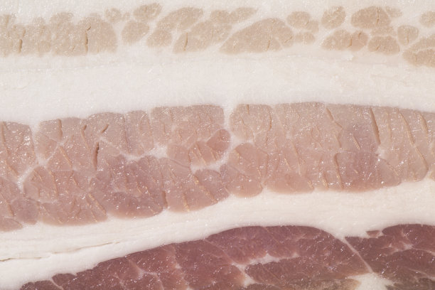 近距离拍摄生培根。宏photo.bacon。图片下载