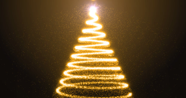 圣诞黄色新年树喜庆明亮发光闪亮美丽的颗粒和线条。抽象的背景图片下载