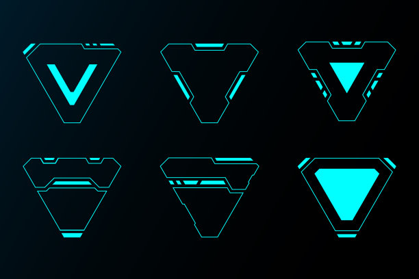 三角形形状抽象几何技术未来界面hud。图片下载