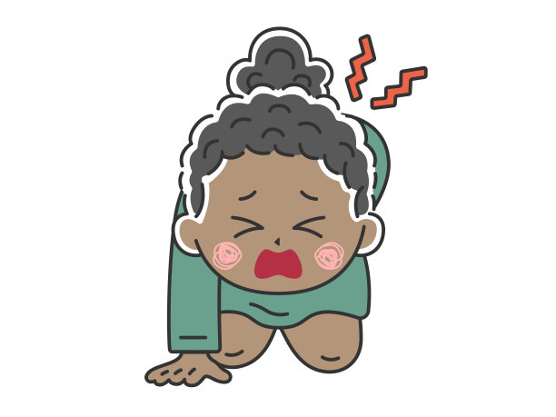 一个黑人女商人的插图，由于背部疼痛不能站起来。图片下载