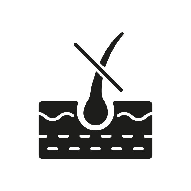 剪影图标。受损毛囊象形文字。预防脱发。三原学问题，人类皮肤病头发疾病图标。孤立矢量图图片下载