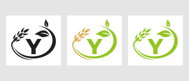 字母Y农业标志。农业综合企业，生态农场设计模板图片下载