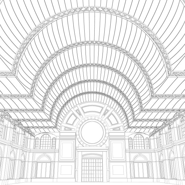 装饰房间的轮廓从黑色线条隔离在白色背景上。矢量插图。图片下载