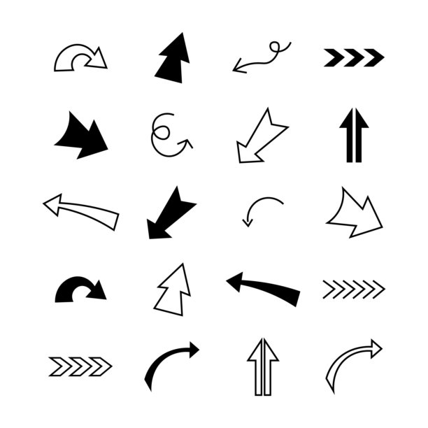黑色箭头集，箭头图标，矢量插图。图片下载
