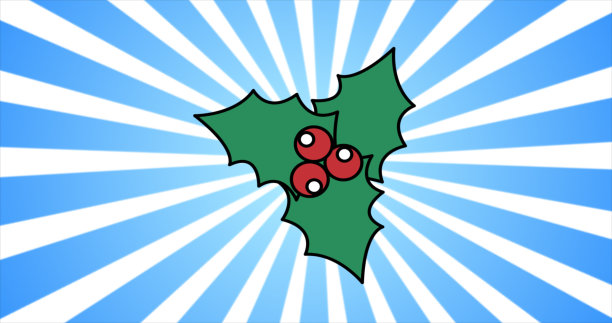 节日的绿色植物叶子和红色的浆果冬青为节日圣诞节和新年装饰的背景蓝光。抽象的背景图片下载