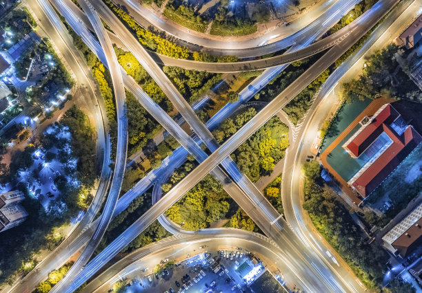 天津高架桥夜间航拍图片下载