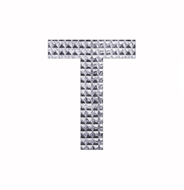 字母T -纹理光泽银纸图片下载