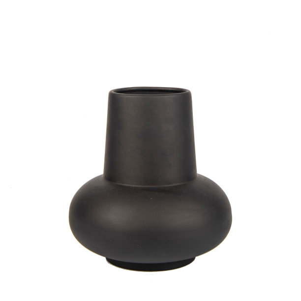 极简的黑色陶瓷花瓶在白色背景-装饰室内图片下载