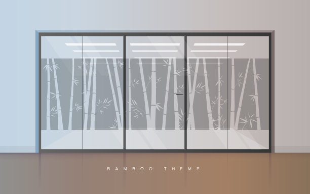 墙壁图形-乙烯基磨砂胶片-竹主题-股票插图图片下载