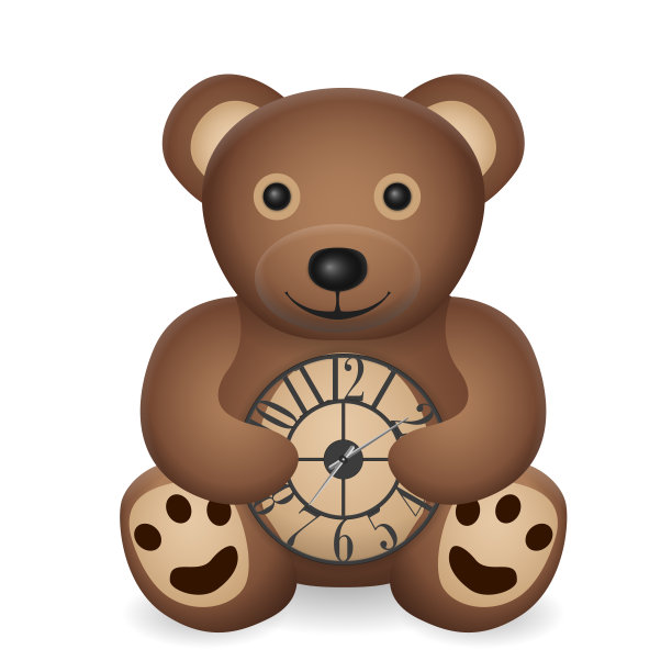 泰迪熊和挂钟图片下载