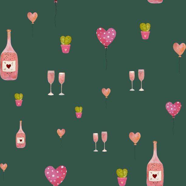 仙人掌喜欢气球绿色的水彩图案图片下载