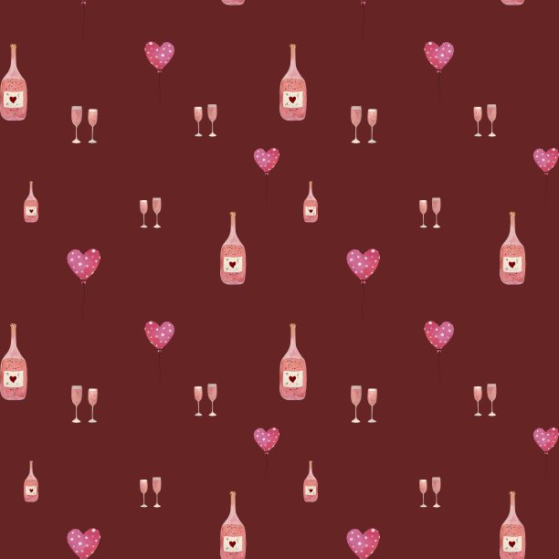 瓶心玻璃气球红色水彩图案图片下载