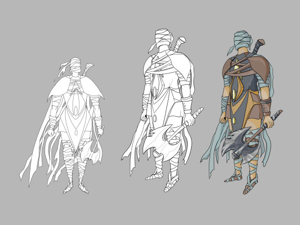 战士与战斧，一个人物概念艺术图片下载