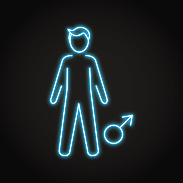 男人霓虹灯图标在线条风格图片下载