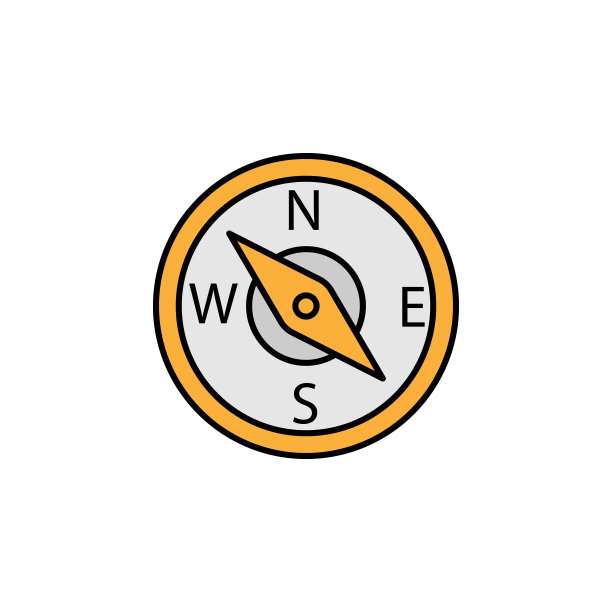 白色背景上的罗盘、旅行、地图线条图标。登山元素图标，可用于网页、Logo、移动应用、UI、UX图片下载