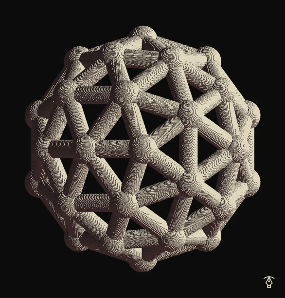 三维矢量线框对象。分子晶格或纳米技术结构。低聚元素设计。体素的艺术。用于科学、化学或教育的3D矢量插图。图片下载