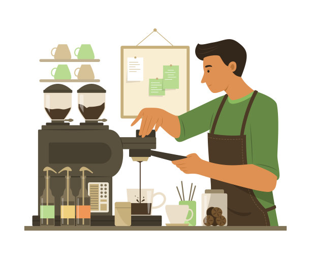 咖啡师在咖啡馆里煮咖啡图片下载