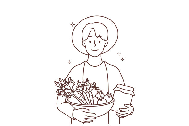 微笑的农民与有机产品图片下载