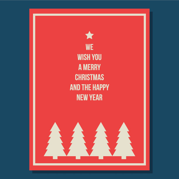 矢量最小抽象圣诞树红卡图片下载