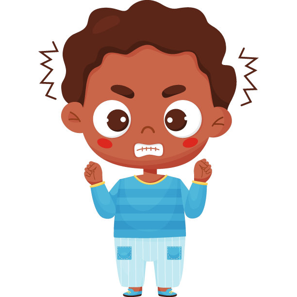 愤怒不高兴的黑人男孩。男性角色情感图片下载