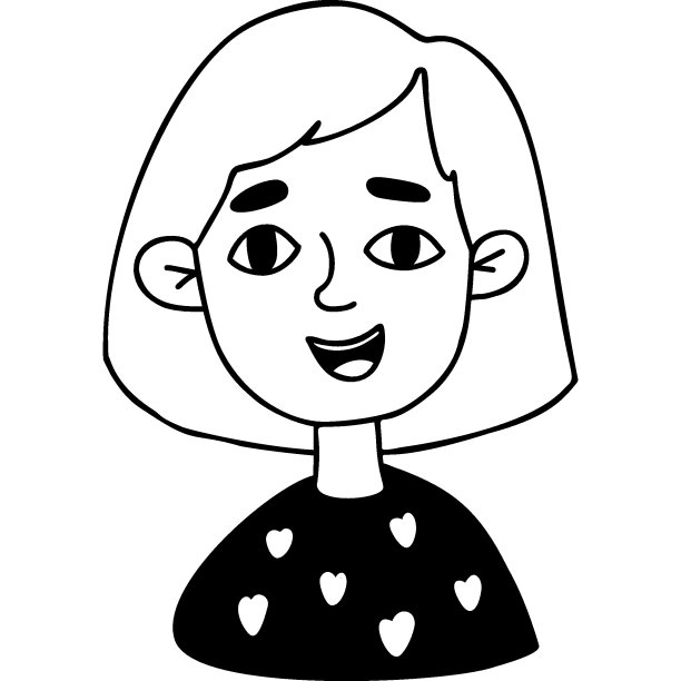 肖像可爱的女孩。手绘涂鸦图片下载