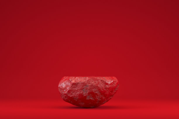 空白红色岩石混凝土讲台，台座，展台，展览舞台，产品展示红色背景新年圣诞色彩图片下载