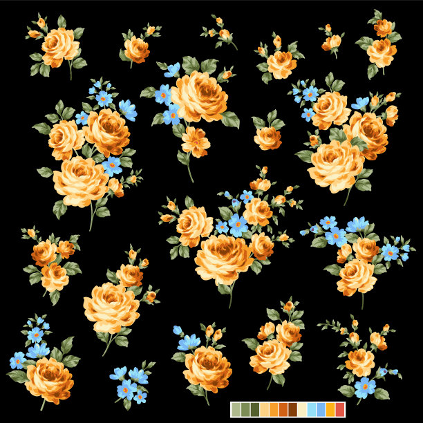 美丽的玫瑰插画素材集，图片下载