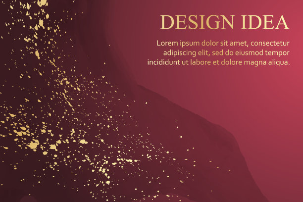 水彩背景与抽象的红墨水波和金色飞溅。图片下载