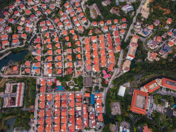 别墅区域鸟瞰图图片下载