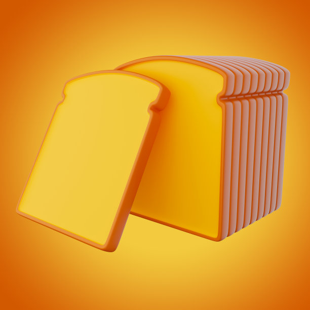 切片吐司面包3D插图图片下载