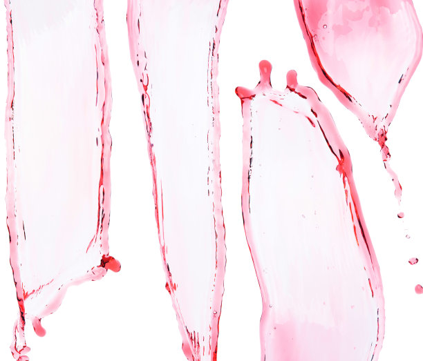 空气中溅出的红色果汁。水红番茄从天而降，净化干净自然。酒形形式的水泼流庆祝白色背景孤立图片下载