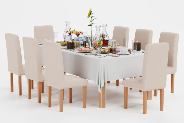 真实的3D渲染派对桌图片下载