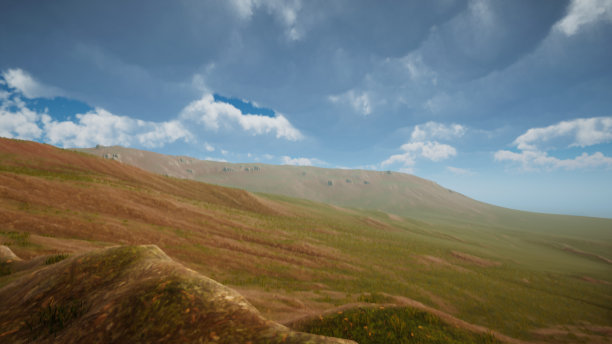 阐述景观可持续发展目标，保护生态系统。一个绿色岛屿的自然环境，没有树木3D渲染图片下载