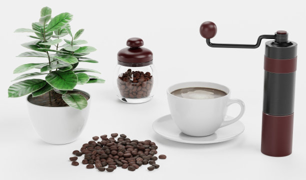 逼真的3D渲染咖啡集图片下载