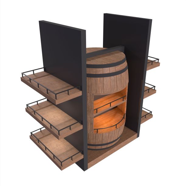 威士忌桶架的3D渲染图片下载