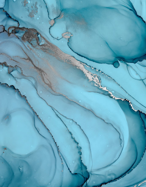 蓝色酒精油墨绘画。图片下载