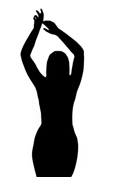 一个女孩的剪影孤立在白色的背景图片下载