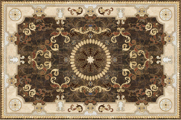 现代轻奢简约欧式图案圆形地毯矢量素材图片下载