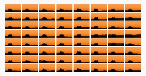 2023年新年快乐，巨大的剪影字母在山上与美丽的日落成功的概念。新年概念图片下载