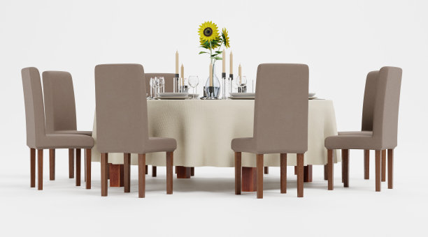 餐厅桌子的真实3D渲染图片下载