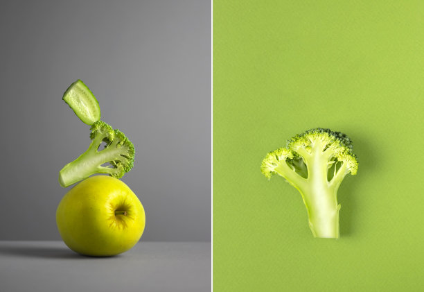 蔬菜和水果的食物拼贴概念。图片下载