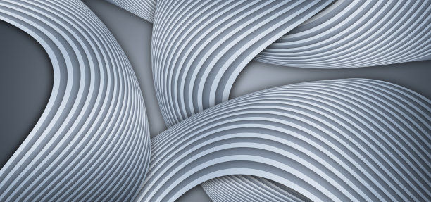 银色曲线的3D渲染与高端纹理背景图片下载