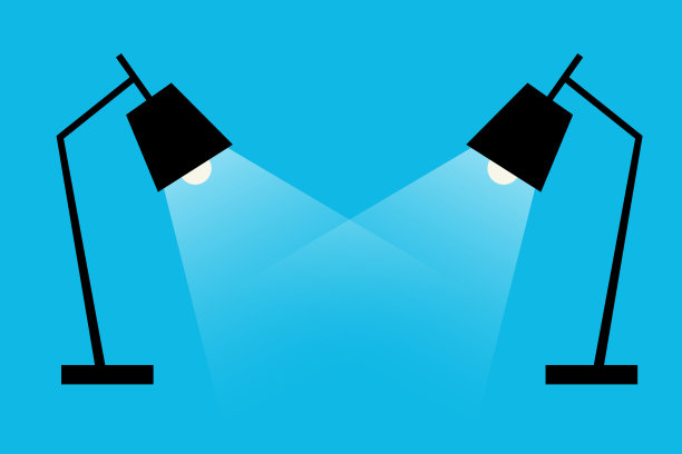 台式办公台灯。放置你的文本的地方。灯，灯，灯。矢量插图。图片下载
