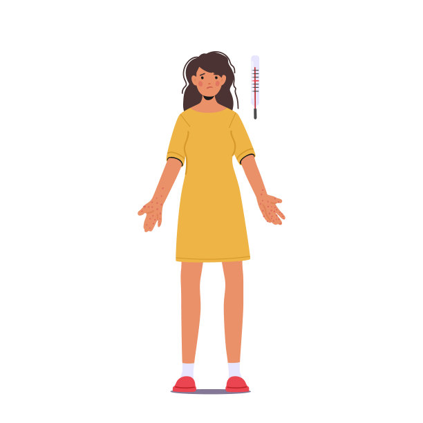 女猴痘病毒感染症状发热和皮疹。脓疱出血的不快乐的女人图片下载