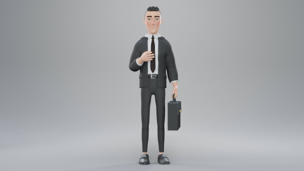 3 d渲染。带着行李箱的商人图片下载