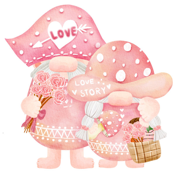 可爱的情人节地精水彩元素图片下载