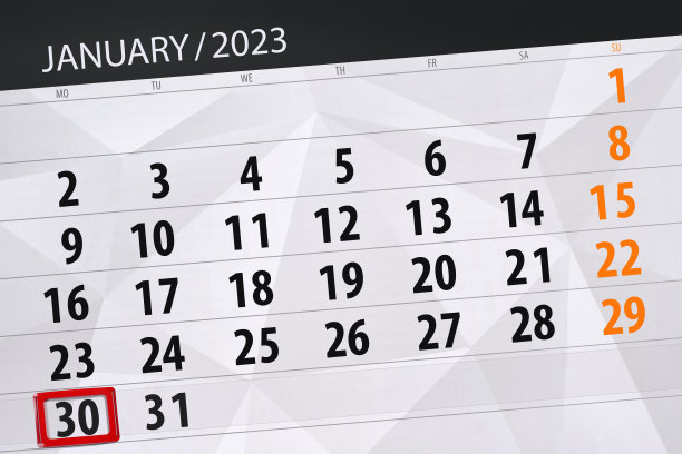 日历2023年，截止日期，日，月，页，组织者，日期，一月，星期一，30号图片下载