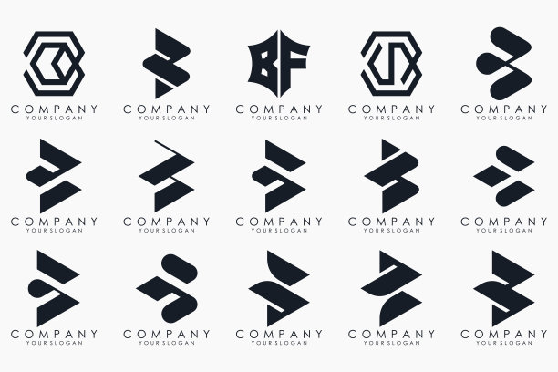 创意字母B标志图标集。设计为企业的奢华、优雅、简约。图片下载