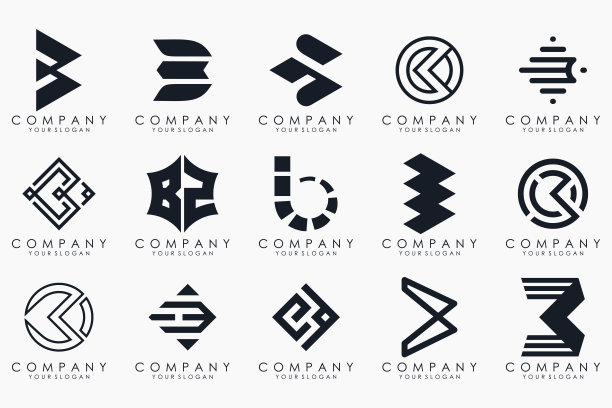 抽象字母B标志图标集。设计为企业的奢华、优雅、简约。图片下载