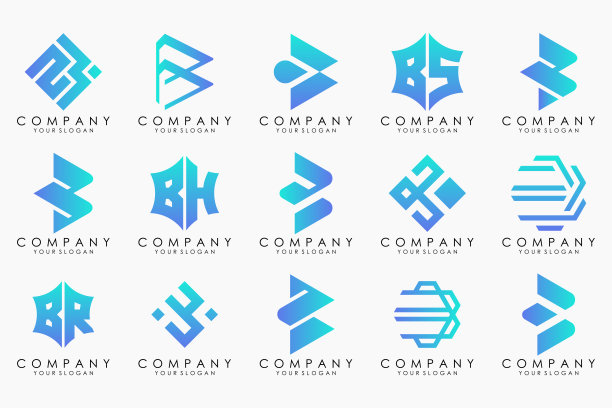 一套创意字母B标志设计模板。图标为商务的奢华、优雅、简约。图片下载